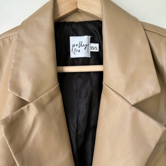 Princess Polly Faux Leather Blazer in Tan, size XS/S - Picture 4 of 7